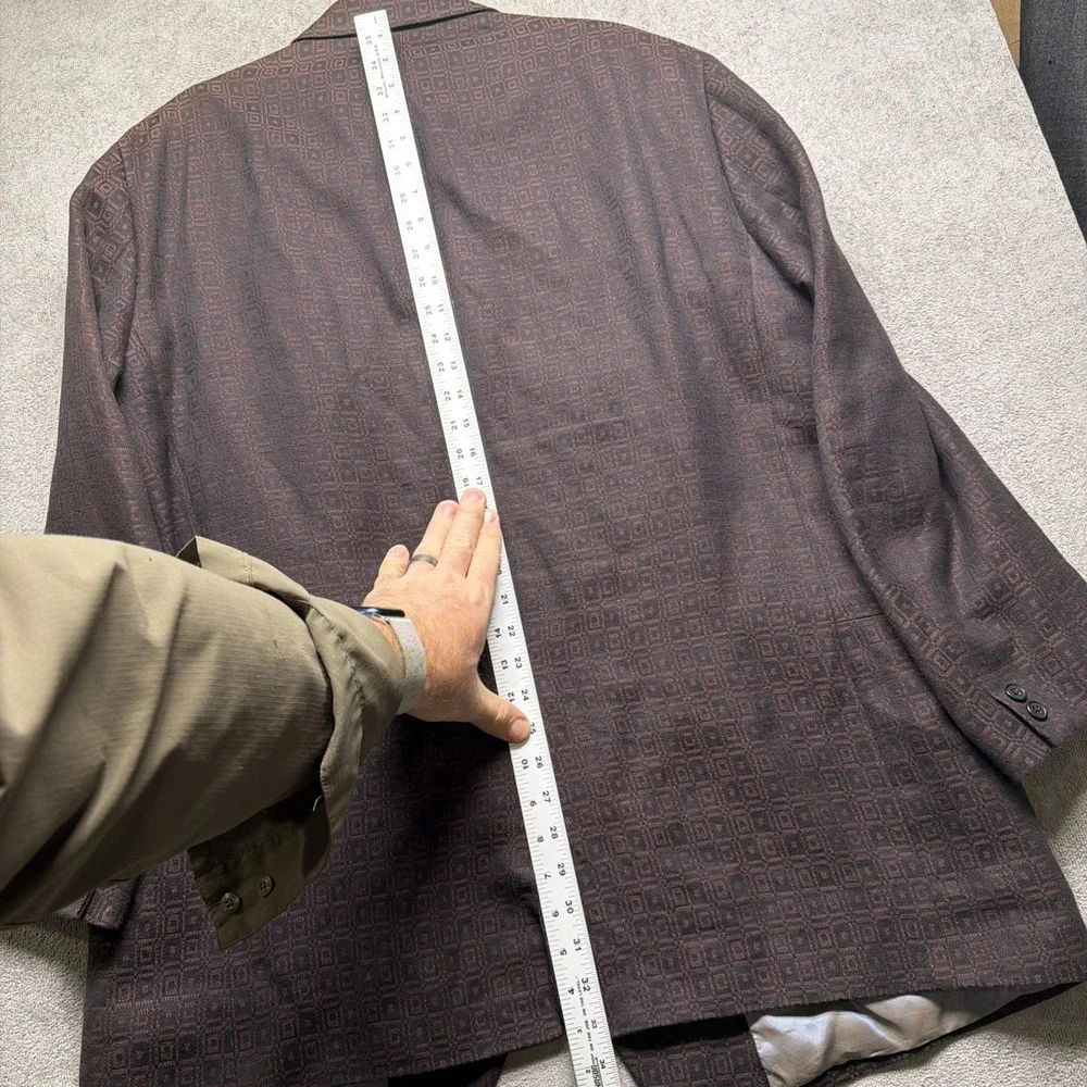 Versace Suit Brown Geometric Linen Blend Classic Fit Italian Two Piece 42L - Picture 11 of 16